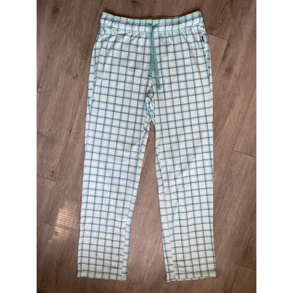 Eddie Bauer Women's Small Plaid Pajama Pants Mint Blue Sleepwear Lounge Pants
